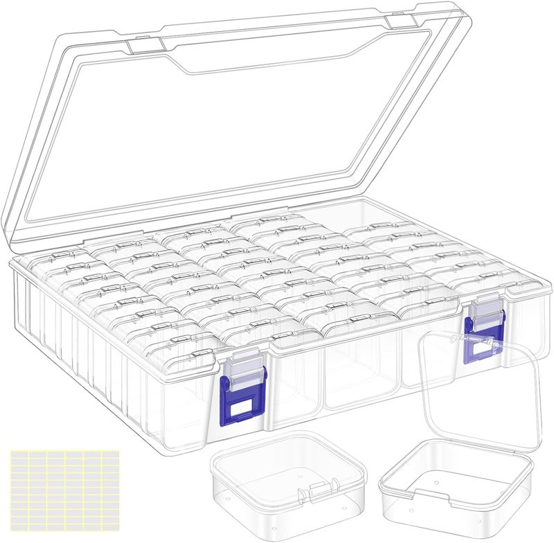 DILIBRA Bead Organizer Box, 46Pcs Small Bead Organizers and Storage Plastic Cases, Mini Clear Storage Containers Boxes with Hinged Lid for Diamond Painting Accessories Seed Jewelry Crafts - Image 1